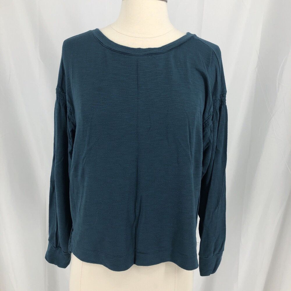 Ann Taylor LOFT Vintage Soft Shirt Womens Small Teal Blue Long Sleeve Tee Top